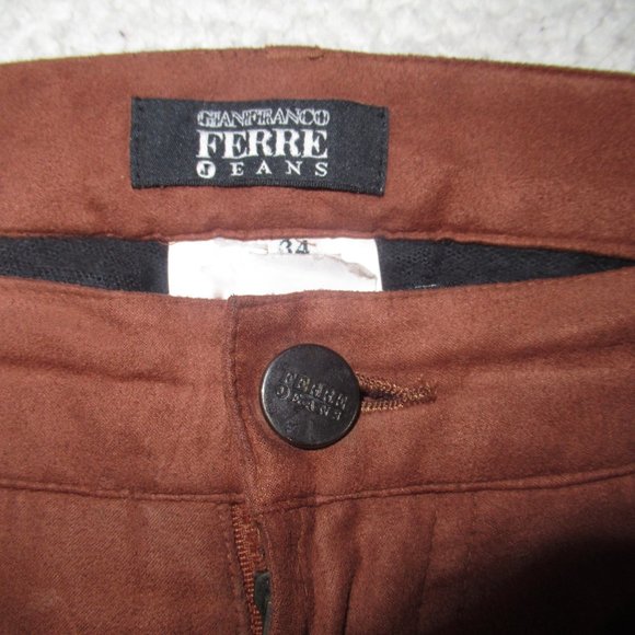 Gianfranco Ferre Made in Italy Rust Brown Faux Suede Pants Size 33 - Picture 5 of 9